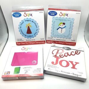 Sizzix Bigz Mixed Lot Of 4 Dies Clear, Peace, Card 654703, 656277, 655776 655764
